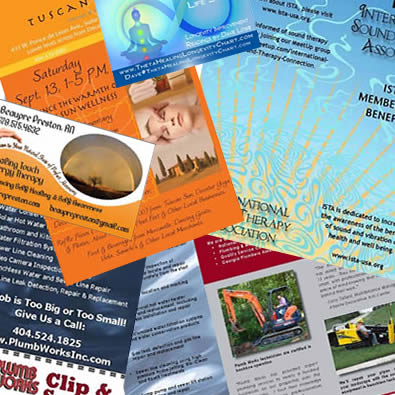 marketing business cards, brochures, fliers